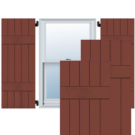 Ekena Millwork Exterior 5 Board (2 Batten) Wood Pine Board-n-Batten Shutters, Country Redwood PR, RWB18X055RWP RWB18X055RWP